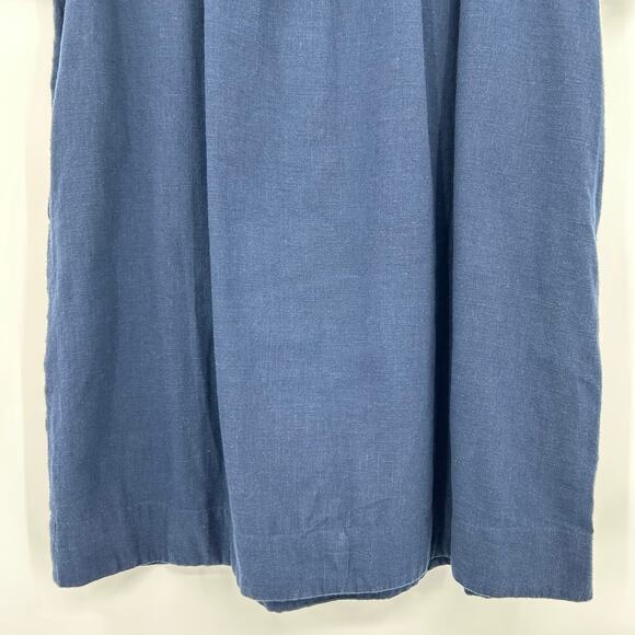 Sister Mary Navy Cotton Shift Dress Pink Floral Embroidery Pockets Womens Sz S - Picture 10 of 12